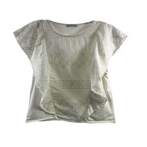 Zara Trafaluc Eyelet Ruffled Blouse Size S